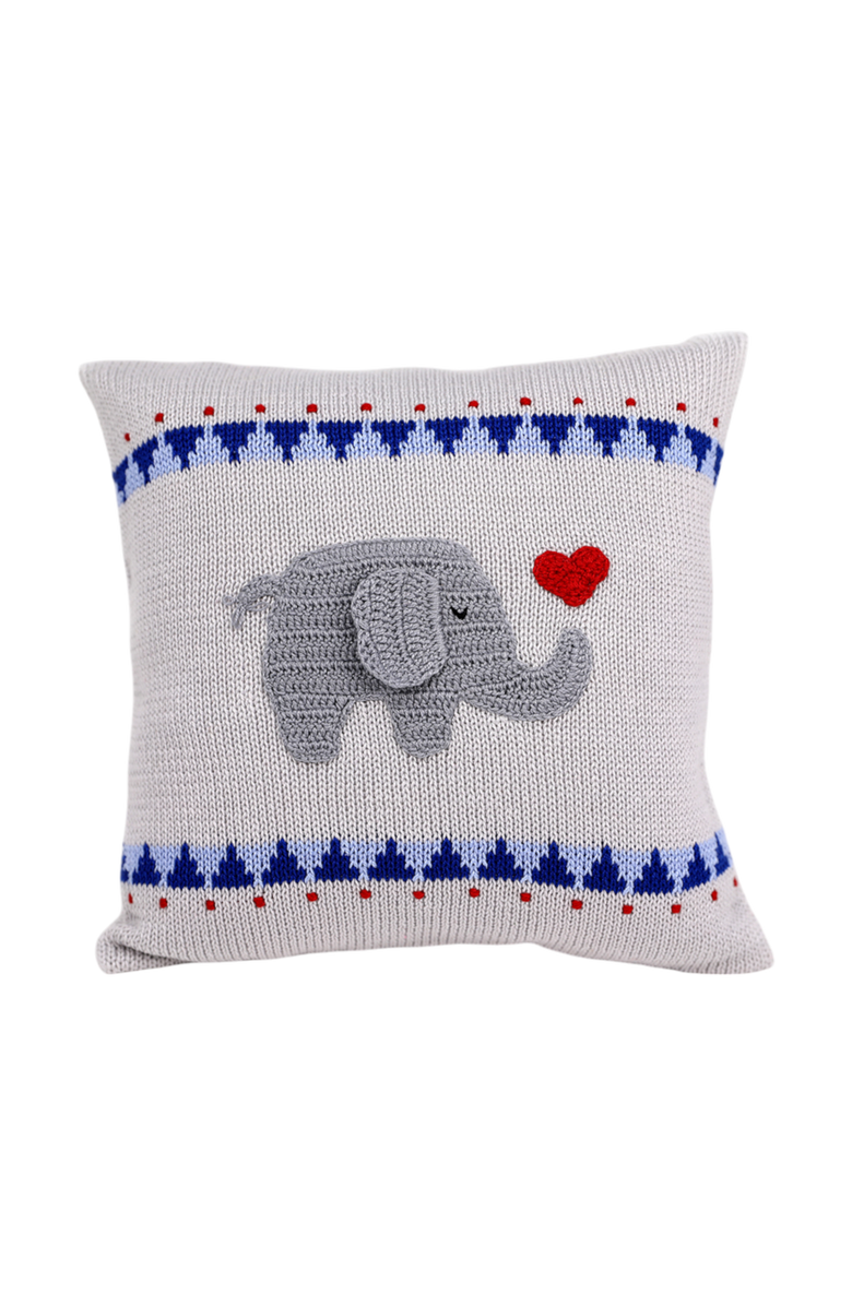 Melange Collection 10" Elephant with Heart Pillow, Main, color, Grey