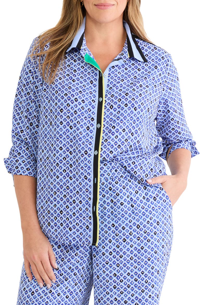 Mosaic Stripe Shirt, Main, color, BLUE MULTI