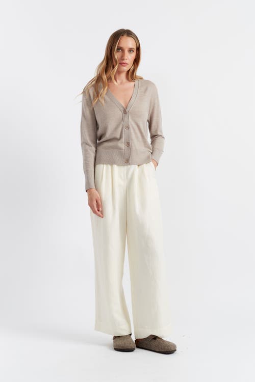 Chinti & Parker Pure Merino Ultra Fine V-neck Knit Cardigan In Smokey Taupe