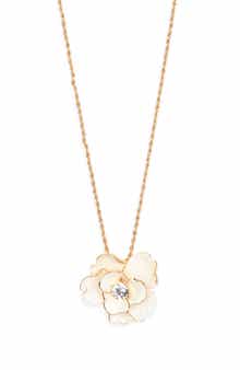 Kenneth Jay Lane Crystal & Enamel Flower Pendant Necklace