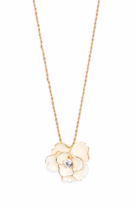 Kenneth Jay Lane Crystal & Enamel Flower Pendant Necklace
