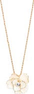 Kenneth Jay Lane Crystal & Enamel Flower Pendant Necklace