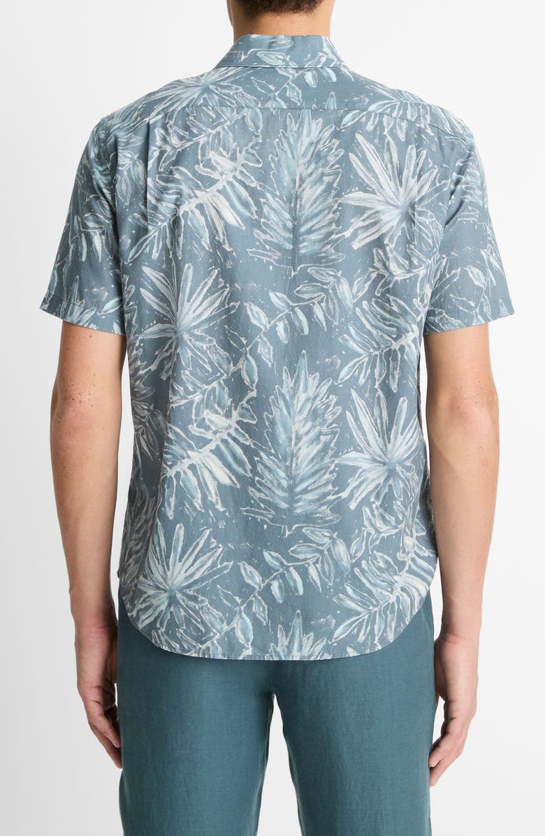 Vince Short Sleeve Cotton & Lyocell Button-Up Shirt, Alternate, color, Marlin Teal/Light Sand