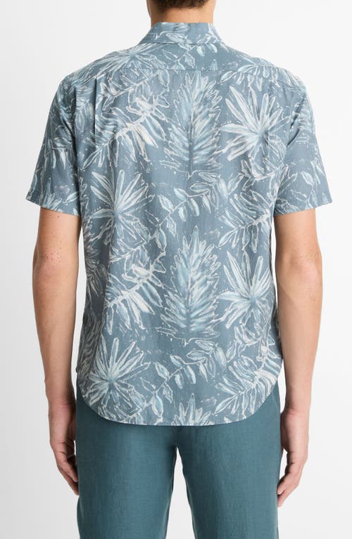 Vince Short Sleeve Cotton & Lyocell Button-up Shirt In Blue