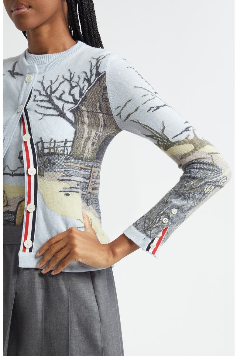 Seasonal Print Cashmere Cardigan, Alternate, color, LIGHT BLU