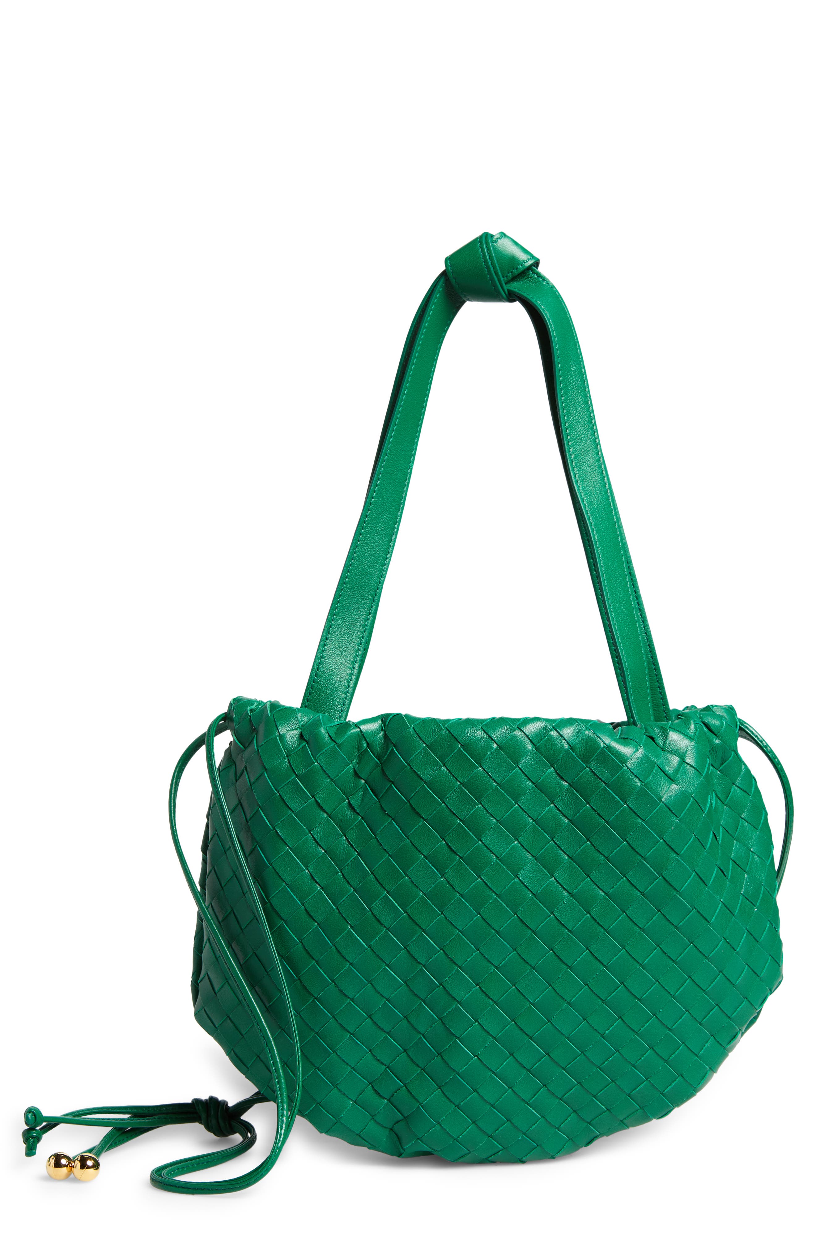 Bulb Intrecciato Leather Bucket Bag, Main, color, RACING GREEN/ GOLD