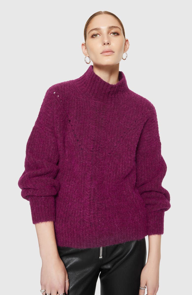 Rebecca Minkoff Caroline Turtleneck Alpaca Blend Sweater, Alternate, color, Damson