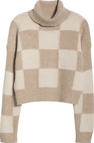 Splendid Thea Check Crop Turtleneck Sweater