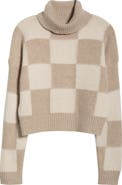 Splendid Thea Check Crop Turtleneck Sweater