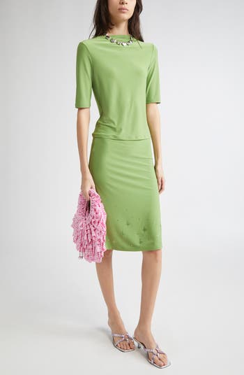 Sandy Liang Emolga Crystal Embellished Jersey Skirt | Nordstrom