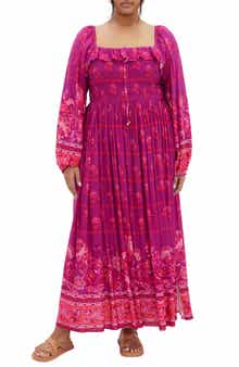 City Chic Estelle Print Long Sleeve Maxi Dress