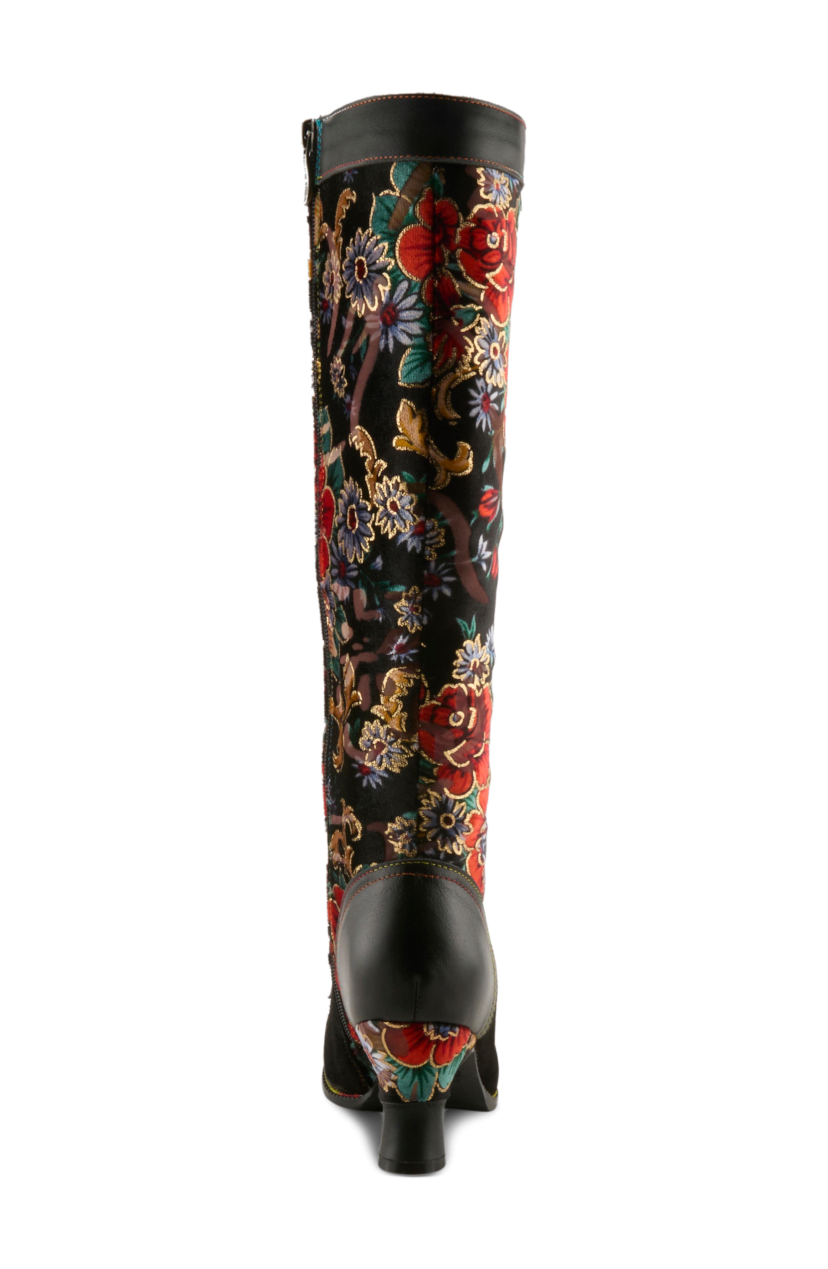 Peonyheaven Tall Boot, Alternate, color, BLACK MULTI