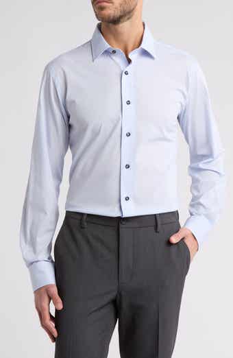 Lorenzo Uomo Trim Fit Solid Stretch Cotton Dress Shirt