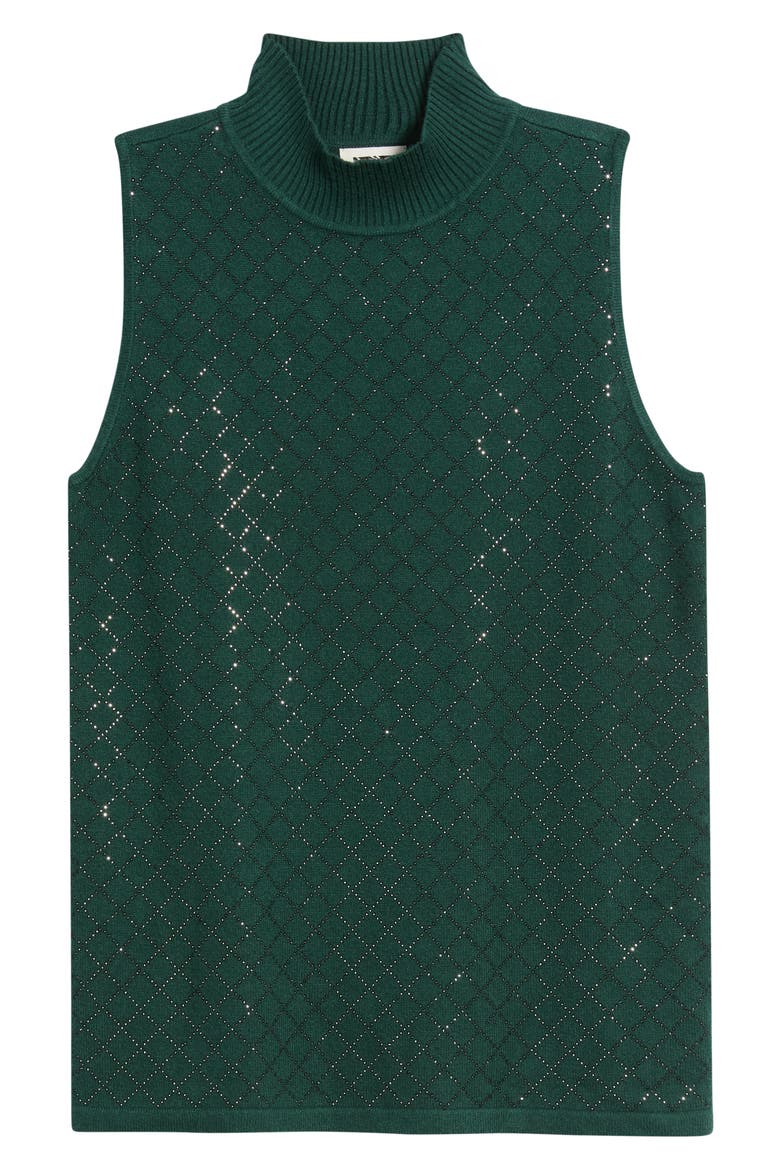 Diamond Quilted Mock Neck Sweater Tank, Main, color, PINE FOREST