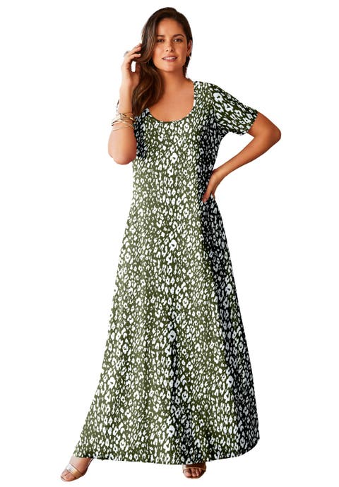 Stretch Cotton T-Shirt Maxi Dress (Plus Available)