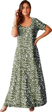 Jessica London Stretch Cotton T-Shirt Maxi Dress