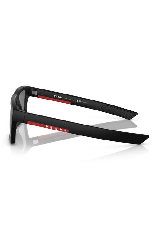 Prada Linea Rossa 55mm Rectangular Sunglasses In Matte Black