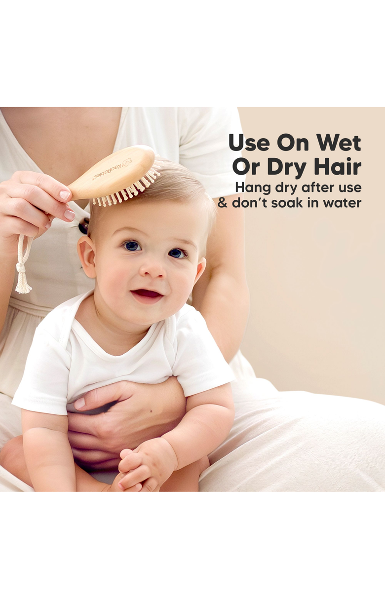 KeaBabies Baby Hair Brush and Comb Set, Alternate, color, Walnut