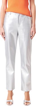 Grey Lab Shiny Straight Leg Faux Leather Pants