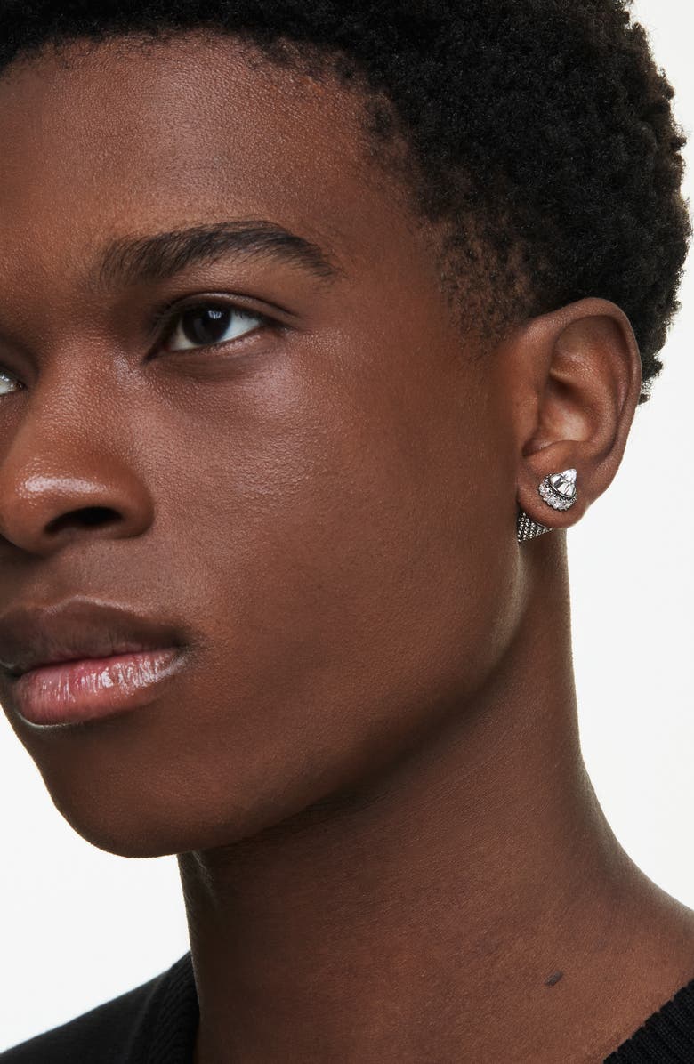 Swarovski Sublima Front/Back Spike Stud Earrings, Alternate, color, Black/ Silver