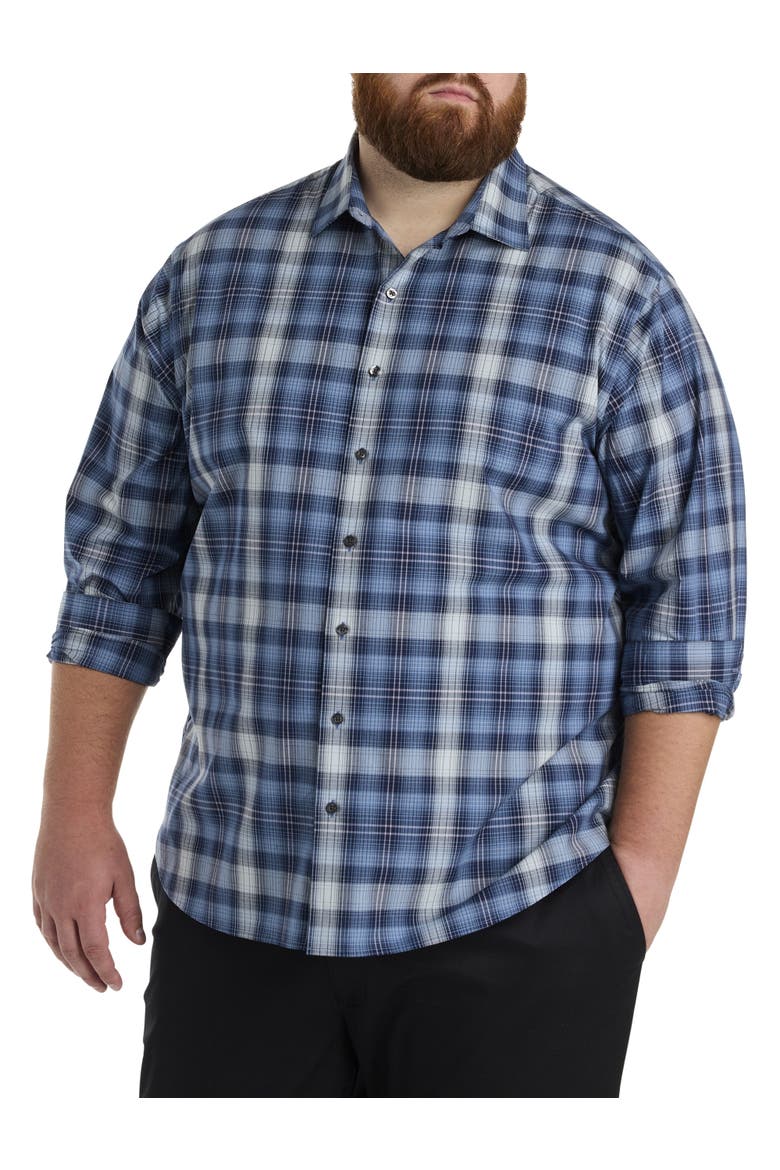 Big & Tall Plaid Sport Shirt, Main, color, BLUE