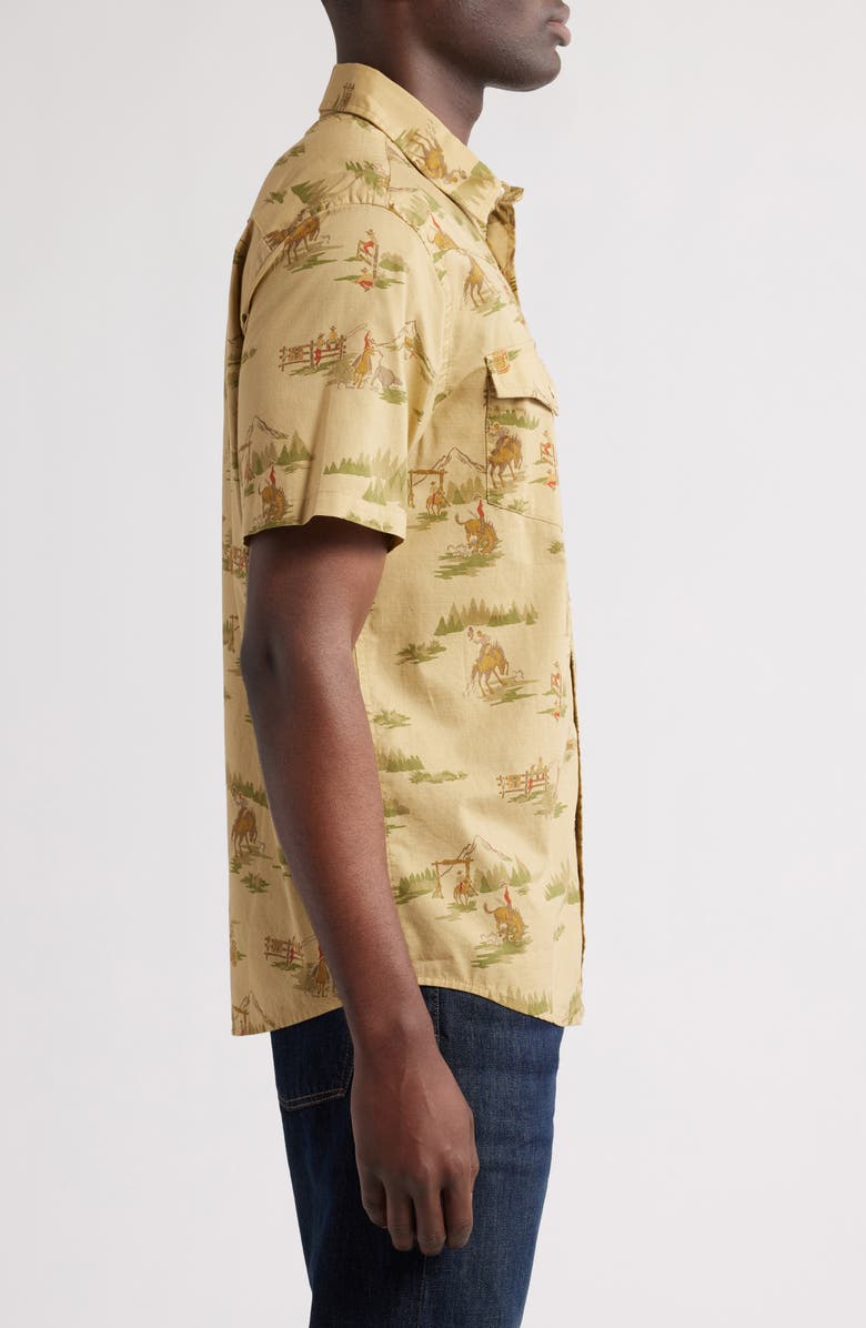 Pendleton Laramie Cowboy Print Short Sleeve Snap-Up Western Shirt, Alternate, color, Ranch Rodeo Tan