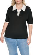 KARL LAGERFELD PARIS Johnny Collar Short Sleeve Sweater