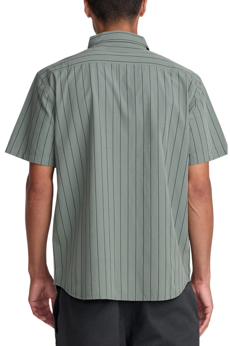 Dayshift Workwear Stripe Short Sleeve Button-Up Shirt, Alternate, color, SAGE LEAF