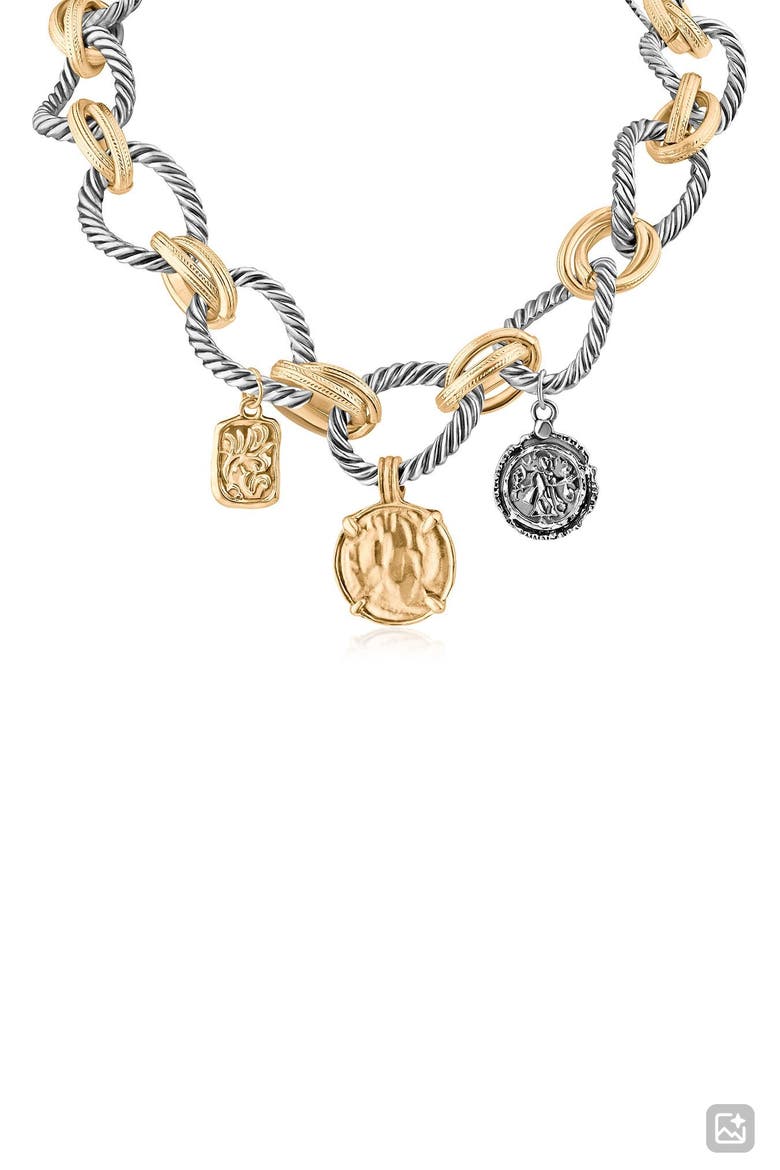 Two-Tone Coin Charm Necklace (Nordstrom Exclusive), Main, color, GOLD/ SILVER
