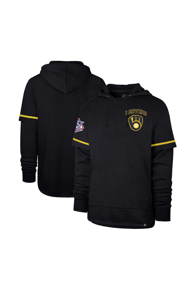 '47 Men's '47 Navy Milwaukee Brewers Shortstop Pullover Hoodie, Main, color,