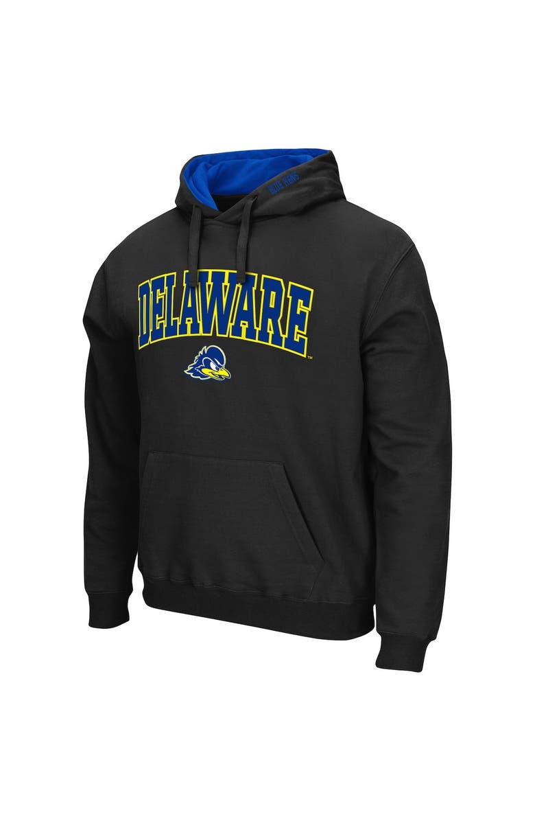 COLOSSEUM Men's Colosseum Black Delaware Fightin' Blue Hens Arch and Logo Pullover Hoodie, Alternate, color, Black