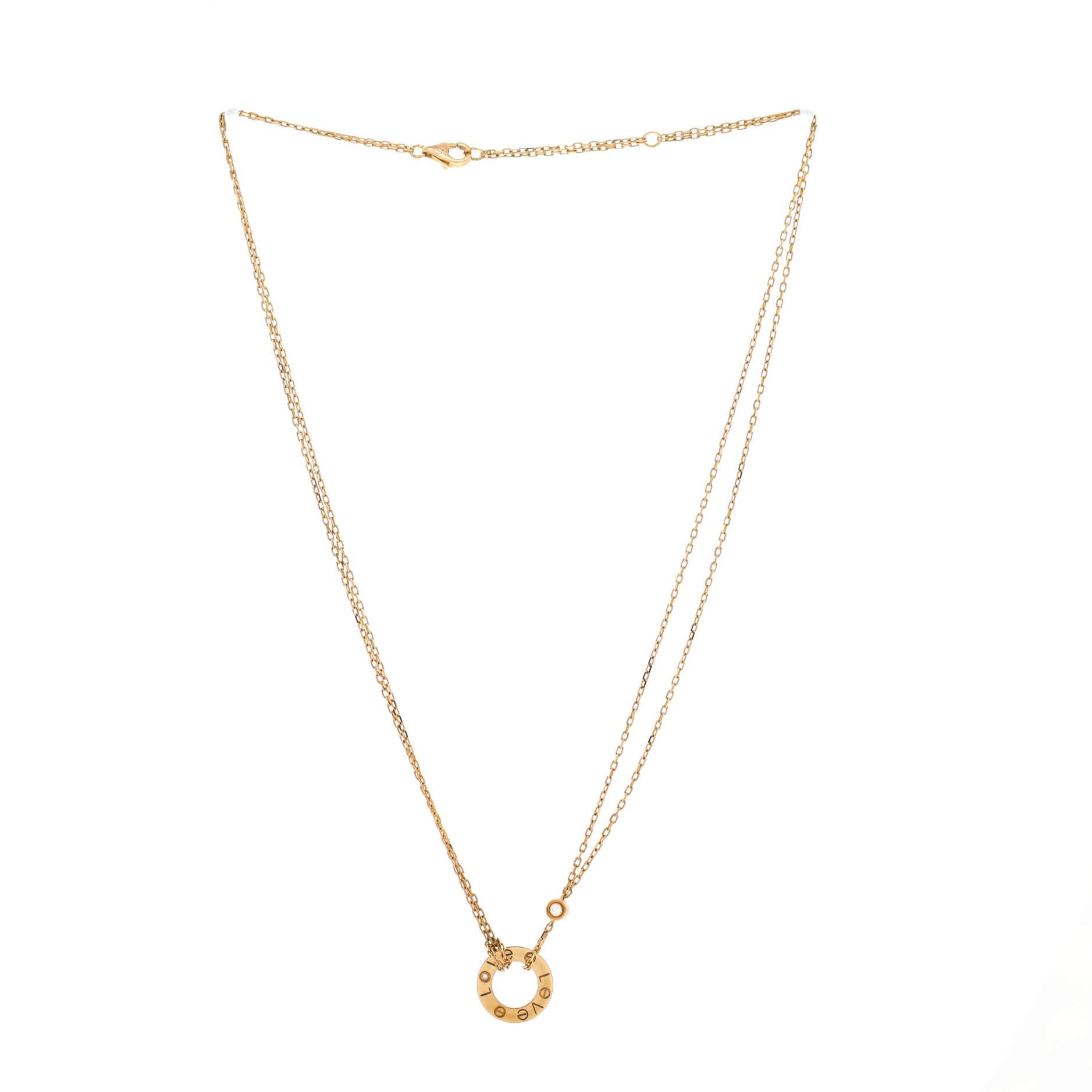 2 Diamonds Love Pendant Necklace 18K Yellow Gold and Diamonds, Alternate, color, Metallic Gold