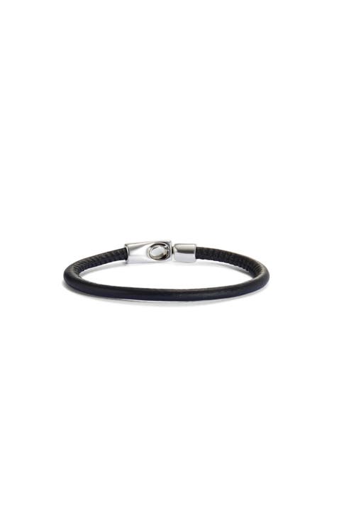 Black Leather Clasp Bracelet