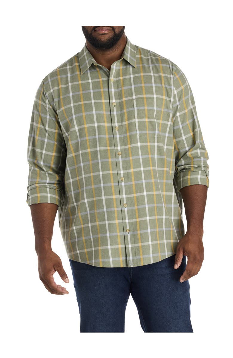 Untuckit Fit by Dxl Big & Tall Silva Flannel Sport Shirt, Main, color, Green