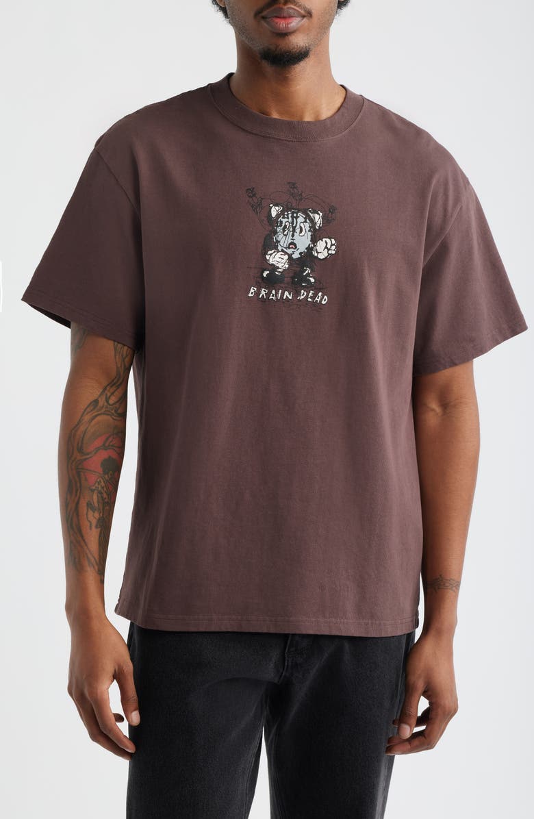 Brain Dead Time is Nigh Cotton Graphic T-Shirt, Main, color, Berry