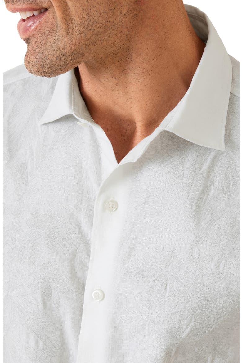 Down the Isle Embroidered Linen Button-Up Shirt, Alternate, color, WHITE