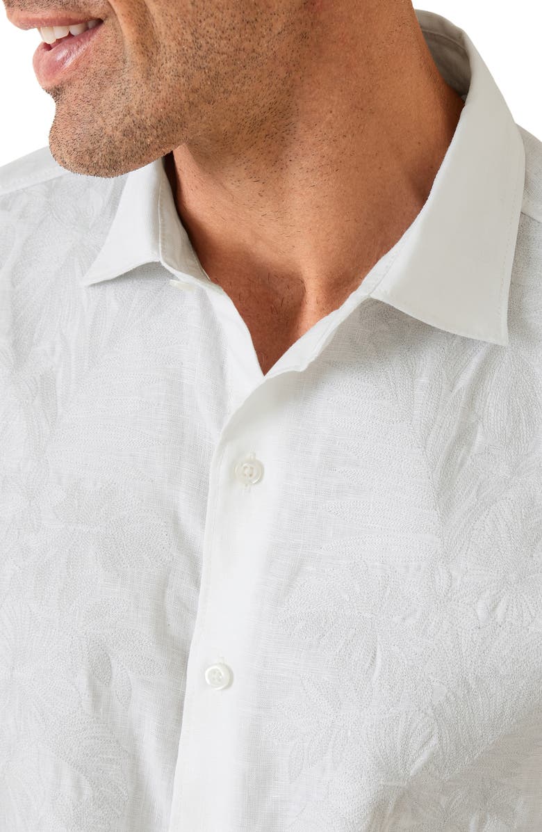 Tommy Bahama Down the Isle Embroidered Linen Button-Up Shirt, Alternate, color, White