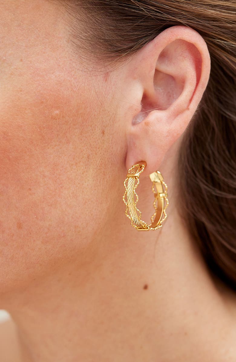 SAVVY CIE JEWELS Vintage Textured Hoop Earrings, Alternate, color, Gold