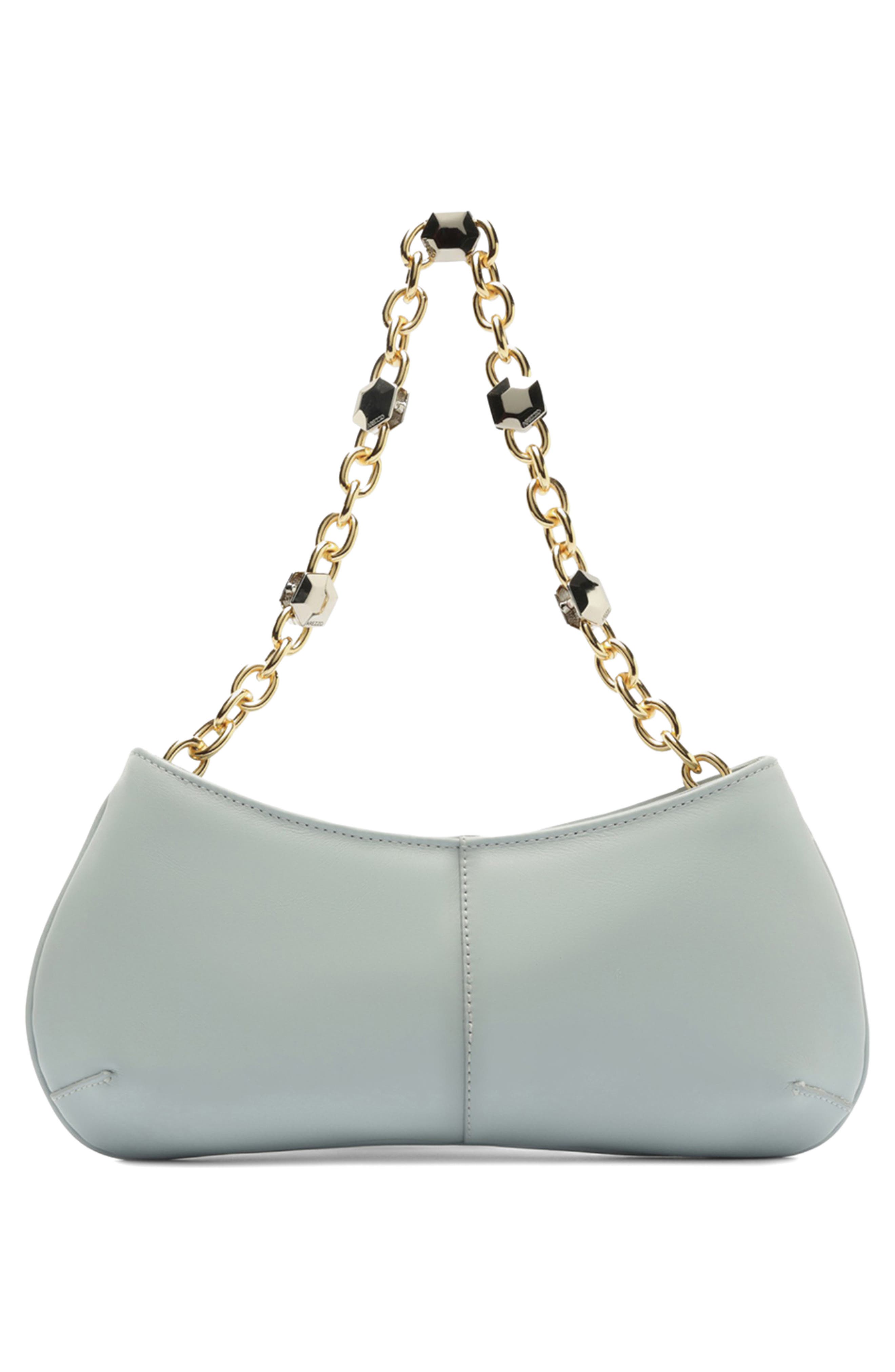 Arezzo Small Luna Baguette Leather Shoulder Bag, Alternate, color, Glacier Blue