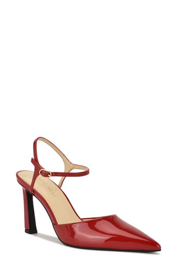 Nine West Dres Ankle Strap Pointed Toe Pump In Red