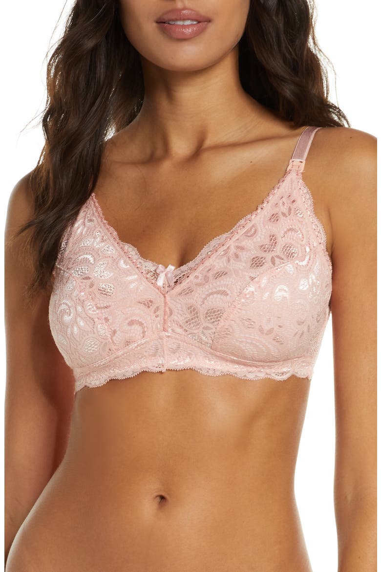 Lace Nursing Bralette, Main, color, GUAVA