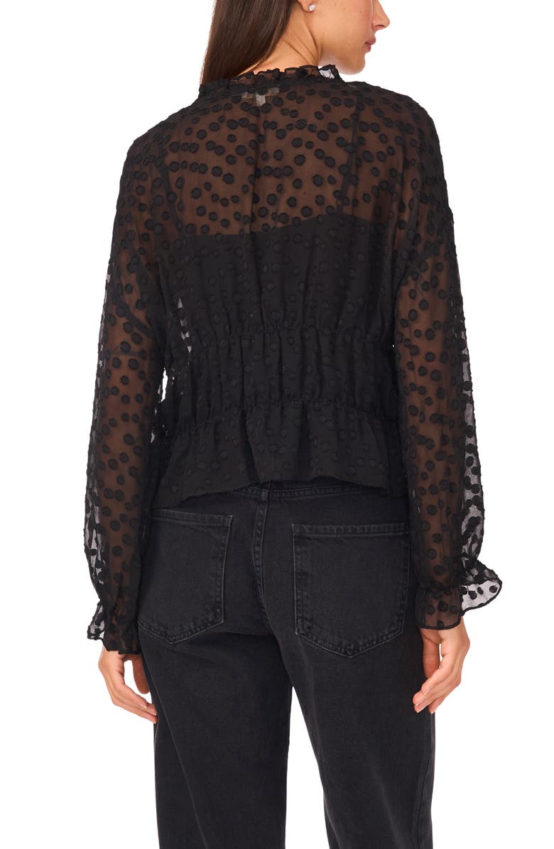 Parker Sheer Shirred Waist Long Sleeve Top, Alternate, color, Rich Black