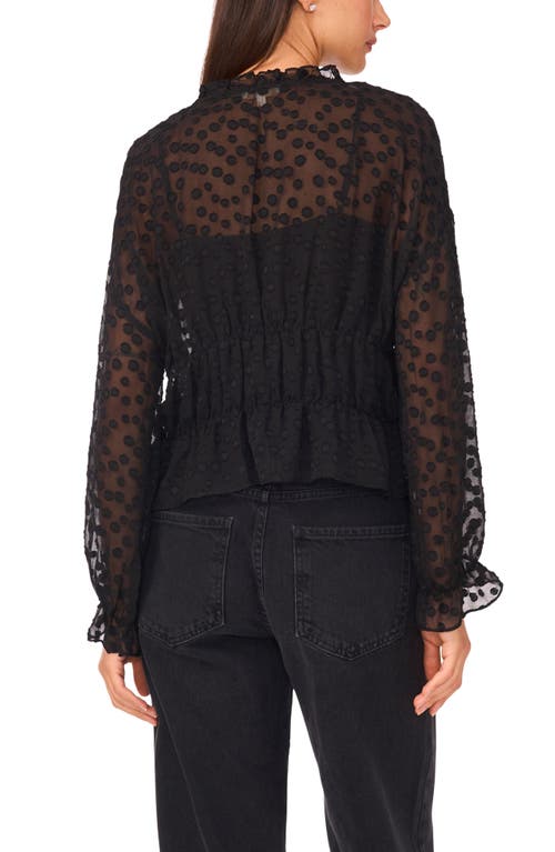 Parker Sheer Shirred Waist Long Sleeve Top In Multi
