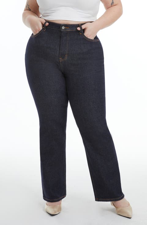 High Waist Straight Leg Jeans (Plus)
