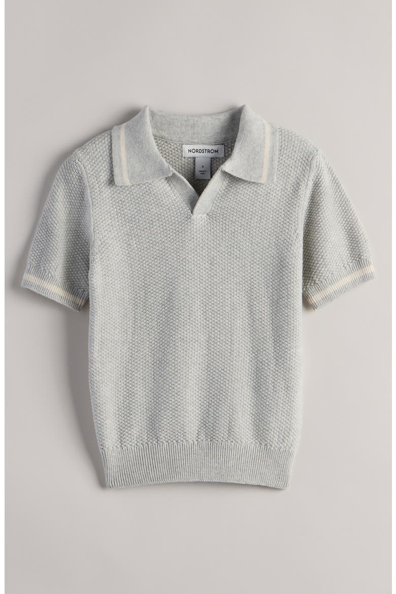 Kids' Texture Polo Sweater, Main, color, GREY LIGHT HEATHER