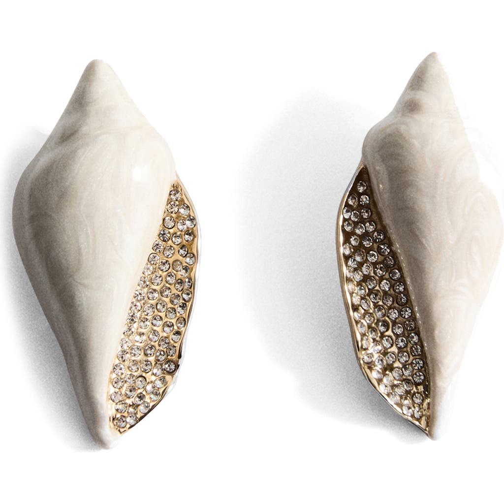 Mango Pavé Shell Drop Earrings In Metallic