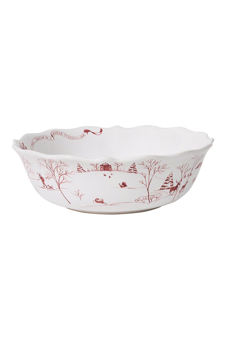 Country Estate Winter Frolic Serving Bowl, Alternate, color, RUBY
