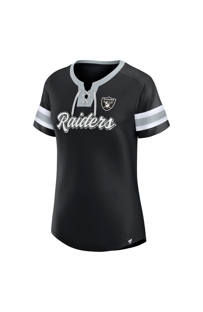 FANATICS Women's Fanatics Branded Black Las Vegas Raiders Plus Size Original State Lace-Up T-Shirt, Alternate, color, Black