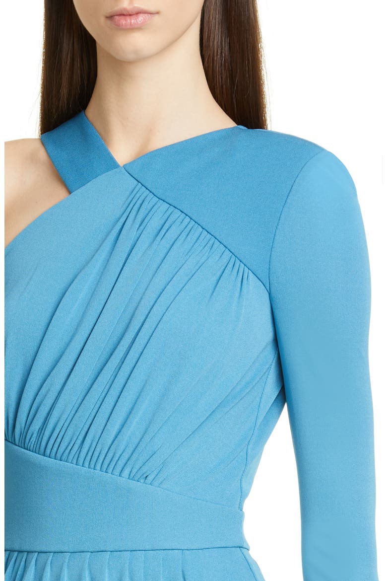 Draped One-Shoulder Crepe Jersey Gown, Alternate, color, 457-BLUE