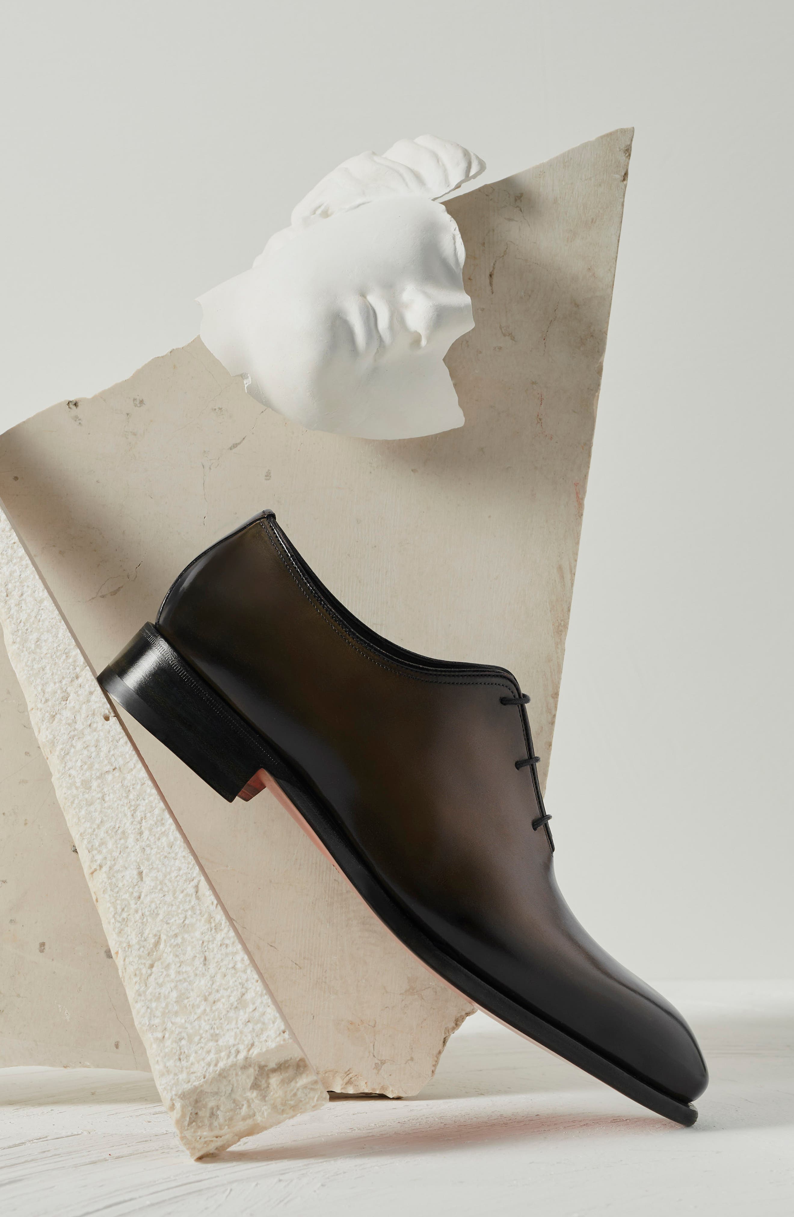 Santoni People Plain Toe Oxford, Alternate, color, Dark Brown